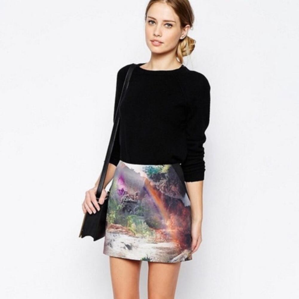 Ted Baker London Multicolor Scenic Print Mini Skirt
